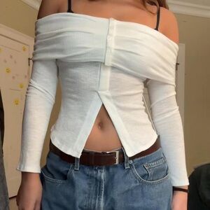 Princess Polly Off-Shoulder White Crop Top